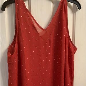 Maurices XL sleeveless blouse. Orange with white poke-a-dots.